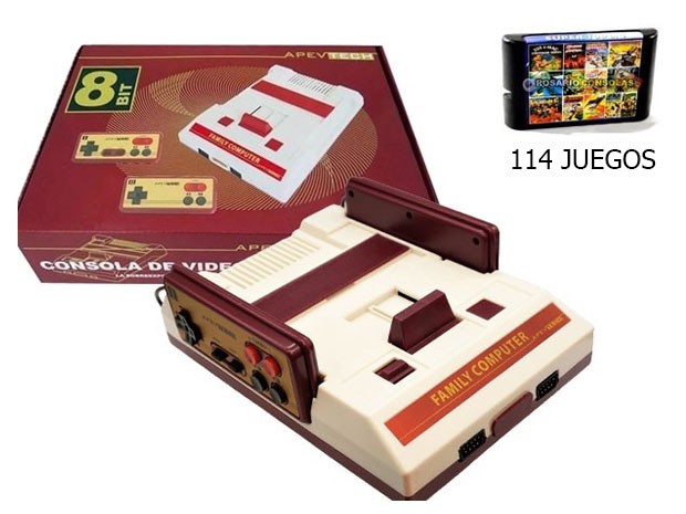 &uu CONSOLA FAMILY RETRO + 114 CARTUCHO JUEGOS APVTECH